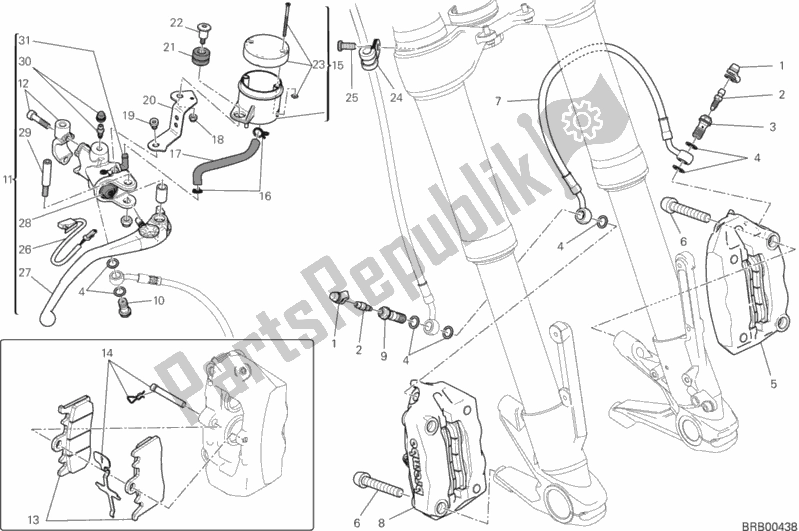 Wszystkie części do Przedni Uk? Ad Hamulcowy Ducati Hypermotard SP USA 821 2014